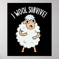 I Wool Survive Funny Sheep Pun Dark BG