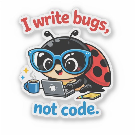 I write bugs, not code. sticker (Voorkant)