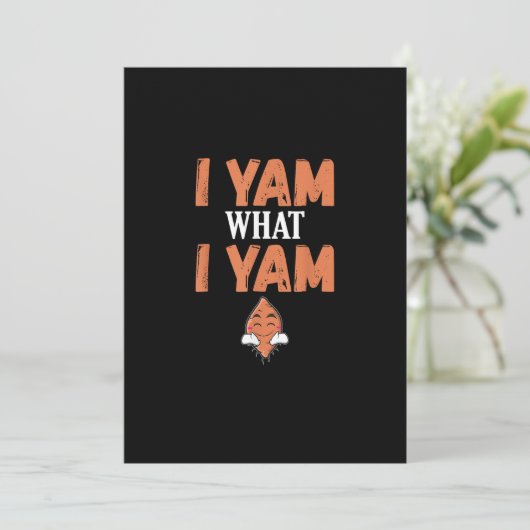 I Yam What I Yam Thanksgiving Turkey Day Funny Feestdagenkaart (Staand voorkant)