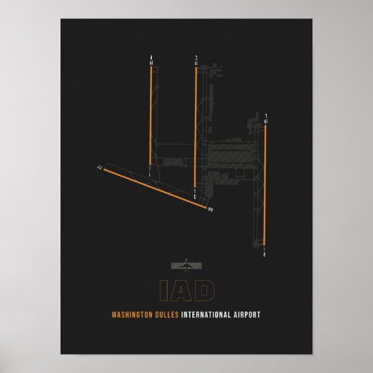 IAD - Washington Dulles Luchthaven Runway Diagram  Poster (Voorkant)