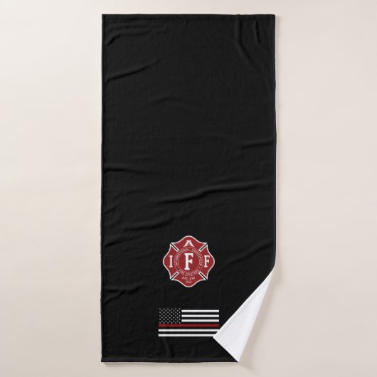 IAFF Thin Red Line Cross Bath Towel Badhanddoek (Badhanddoek)