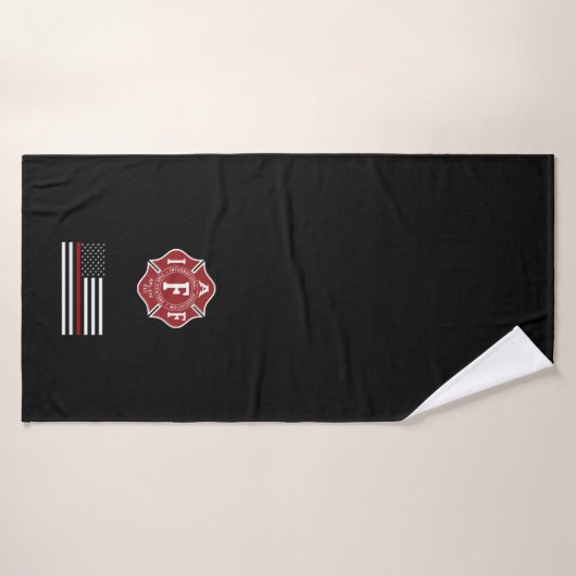 IAFF Thin Red Line Cross Bath Towel Badhanddoek (Badhanddoek)