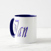 Ian, Nom, Logo, Bleu Ringer Combo Coffee Mug (Devant gauche)