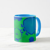 IAN ~ Zany 3D Fractal ~ Mug bleu et vert (Devant droit)