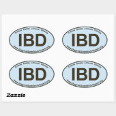 IBD - Crohns Colitis - Autocollant ovale - Bleu/Br (Feuille)