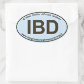 IBD - Crohns Colitis - Autocollant ovale - Bleu/Br (Sac)