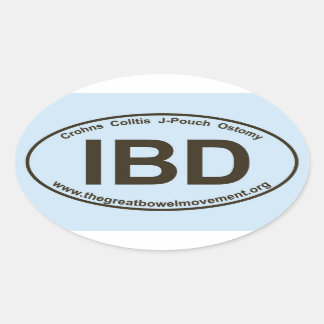 IBD - Crohns Colitis - Autocollant ovale - Bleu/Br