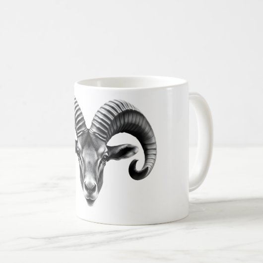 Ibex Power: Realistisch zwart-wit hoofdontwerp Koffiemok (Voorkant rechts)