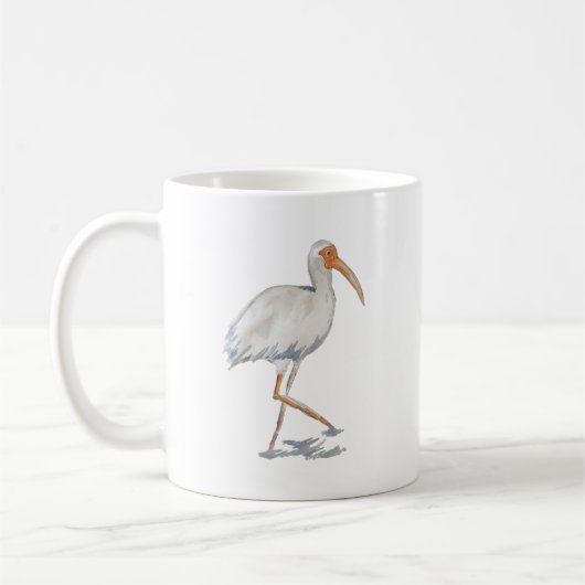 Ibis Blanc Plage Plage Oiseau Mug (Gauche)