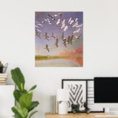 Ibis-kudde over watergebieden,  vogels poster (Thuiskantoor)
