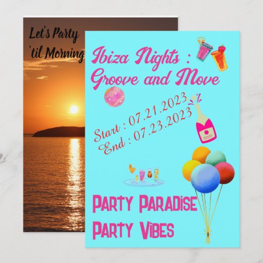 Ibiza Bachelorette Party Kaart (Voorkant / Achterkant)