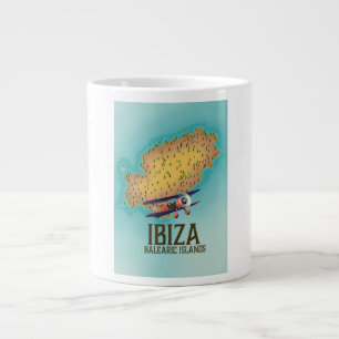Ibiza Balearische eilanden kaart poster Extra Grote Beker