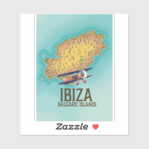 Ibiza Balearische eilanden kaart poster Sticker