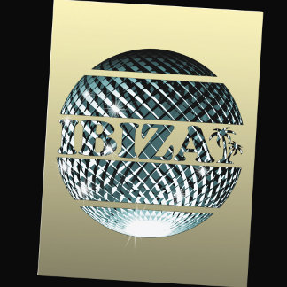 Ibiza discobal in platina blauw briefkaart