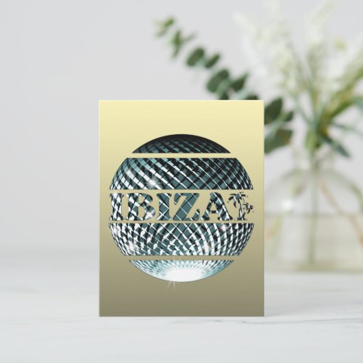 Ibiza discobal in platina blauw briefkaart (Staand voorkant)