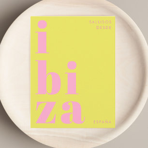 Ibiza España moderne typografie roze groen Briefka Briefkaart