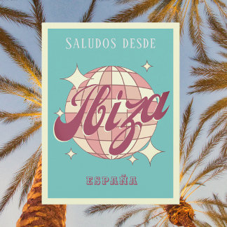 Ibiza España retro vintage feest Ansichtkaart Briefkaart