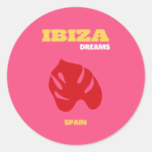 Ibiza, Reiskunst, Preppy, Preppy Art, Roze Ronde Sticker