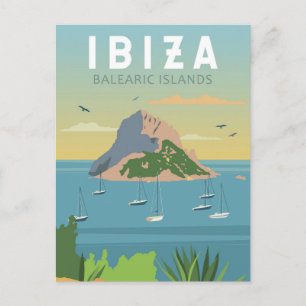 Ibiza Spain Travel  Art Briefkaart