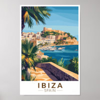 Ibiza Spanje Illustratie Reizen Art Vintage