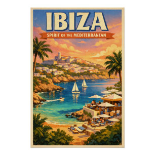 Ibiza, Spanje, in een klassieke retro Perfect Poster