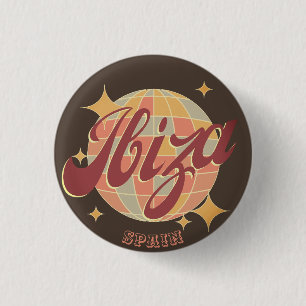 Ibiza Spanje Party Disco bal Retro Ronde Button 3,2 Cm