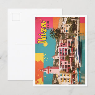 Ibiza Spanje Pop Kunst Reizen Illustratie Briefkaart