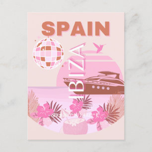 Ibiza, Spanje, Reiskunst, Preppy Art, Pastel Feestdagenkaart