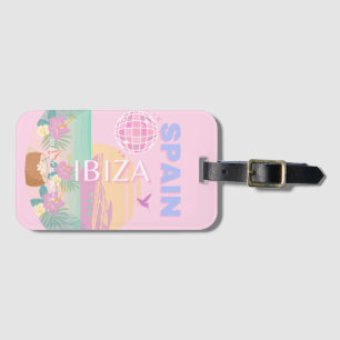 Ibiza, Spanje, Reiskunst, Preppy Art, Roze Bagagelabel