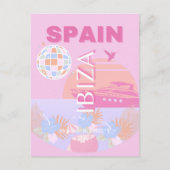 Ibiza, Spanje, Reiskunst, Preppy Art, Roze Feestdagenkaart (Voorkant)