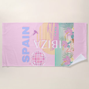 Ibiza, Spanje, Reiskunst, Preppy Art, Roze Strandlaken