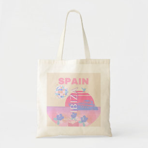 Ibiza, Spanje, Reiskunst, Preppy Art, Roze Tote Bag