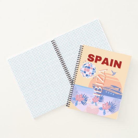 Ibiza, Spanje, Reiskunst, Retro Art, Pastel Notitieboek (Binnen)