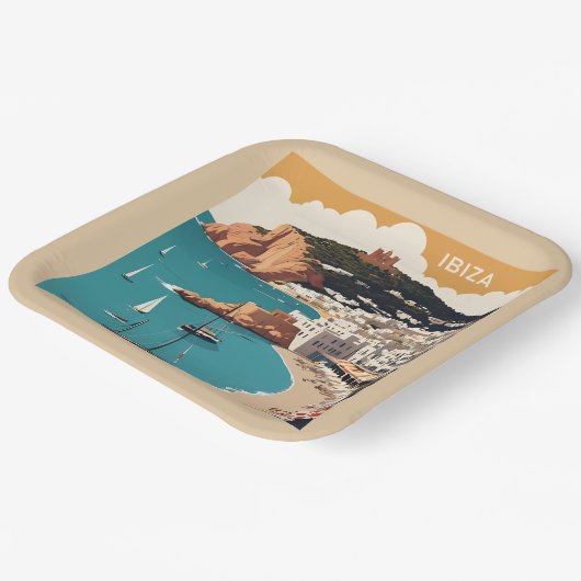 Ibiza, Spanje Reisposter Papieren Bordje (Gebogen)