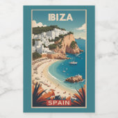 Ibiza, Spanje Reisposter Wijn Etiket (Enkel label)