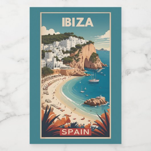 Ibiza, Spanje Reisposter Wijn Etiket (Enkel label)