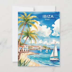Ibiza Spanje Reizen waterverf kunst Briefkaart