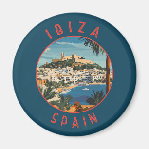 Ibiza Spanje Retro Distressed Circle Magneet