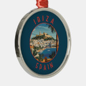 Ibiza Spanje Retro Distressed Circle Metalen Ornament (Rechts)