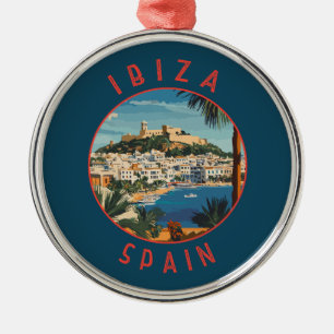 Ibiza Spanje Retro Distressed Circle Metalen Ornament