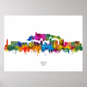 Ibiza Spanje Skyline Poster