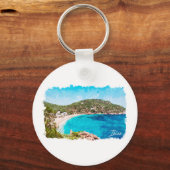 Ibiza Spanje Strand Landschap Reizen Sleutelhanger (Achterkant)