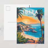 Ibiza Spanje Travel Art Vintage Briefkaart (Voorkant / Achterkant)