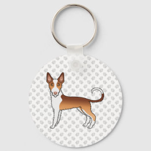 Ibizan Hound Dog & Paws, rode en witte draad Sleutelhanger