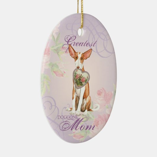 Ibizan Hound Heart Mam Ceramic Ornament (Rechts)