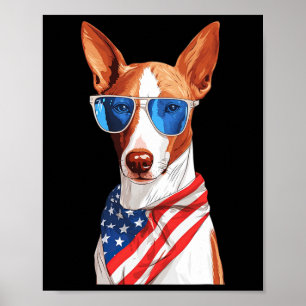 Ibizan Hound met de Amerikaanse vlag Onafhankelijk Poster