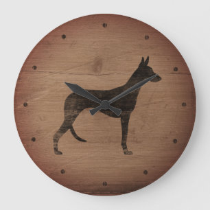 Ibizan Hound Silhouette Rustieke Stijl Grote Klok