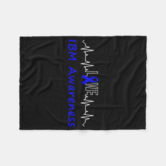 IBM Awareness Blue Ribbon Love Heartbeat Support Q Fleece Deken (Voorkant (Horizontaal))