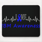 IBM Awareness Blue Ribbon Love Heartbeat Support Q Muismat (Voorkant)