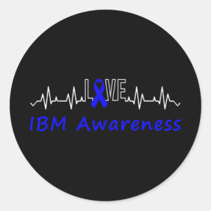 IBM Awareness Blue Ribbon Love Heartbeat Support Q Ronde Sticker